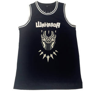 Maglia <span class=keywords><strong>da</strong></span> basket <span class=keywords><strong>da</strong></span> uomo film retrò pantera nera Wakanda T'Challa taglia uniforme Plus colore nero tecnico stampato traspirante - Product Image 2
