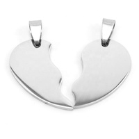 Pendentifs en acier inoxydable pour couples, étiquettes d'identité de chien, style amoureux romantique, brillant à haut miroir, gravés au laser, personnalisés, demi-cœur