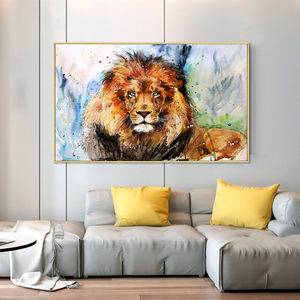 Coloré abstrait <span class=keywords><strong>Pop</strong></span> <span class=keywords><strong>Art</strong></span> décoration murale peint à la main Lion Animal <span class=keywords><strong>peinture</strong></span> à l'huile sur toile - Product Image 3
