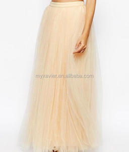 2022 Latest Summer Long <strong>Skirt</strong> Design <strong>Tulle</strong> Fabric Zip Back Fastening Botton Fitted Pleated Plain <strong>Maxi</strong> <strong>Skirt</strong> - Product Image 4