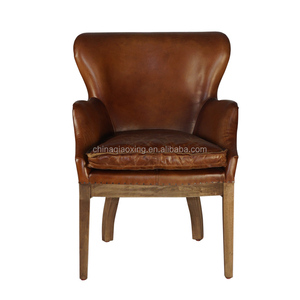 <span class=keywords><strong>Fauteuil</strong></span> en cuir véritable <span class=keywords><strong>Orange</strong></span> massif pour salon, siège en bois, style <span class=keywords><strong>vintage</strong></span>, siège unique, imitation cuir - Product Image 4