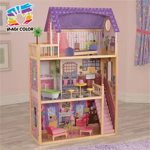 wholesale children luxurious and attractive wooden modern dollhouse new design kids toys gifts wooden modern dollhouse W06A223