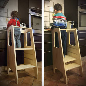 หอเรียนรู้ไม้ไผ่สำหรับเด็กวัยหัดเดินเด็กบันไดอุจจาระผู้ช่วยห้องครัว - Product Image 2
