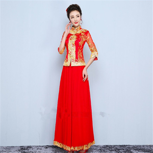 Moda China señoras Vintage fiesta nupcial lentejuelas bordado Pavo Real Tang boda Cheongsam <span class=keywords><strong>Qipao</strong></span> vestido - Product Image 2