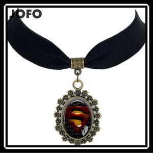 Collar gótico de terciopelo negro, colgante de <span class=keywords><strong>superman</strong></span>, accesorios, Gargantilla, collares para mujer - Product Image 2