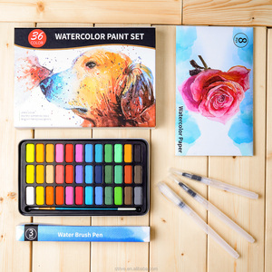 Juego de Pinturas de Acuarela Sólidas de 36 Colores con Bloc de Papel de Acuarela de 8 Piezas y 300g, Pinceles de Agua en <span class=keywords><strong>Caja</strong></span> Metálica - Product Image 6