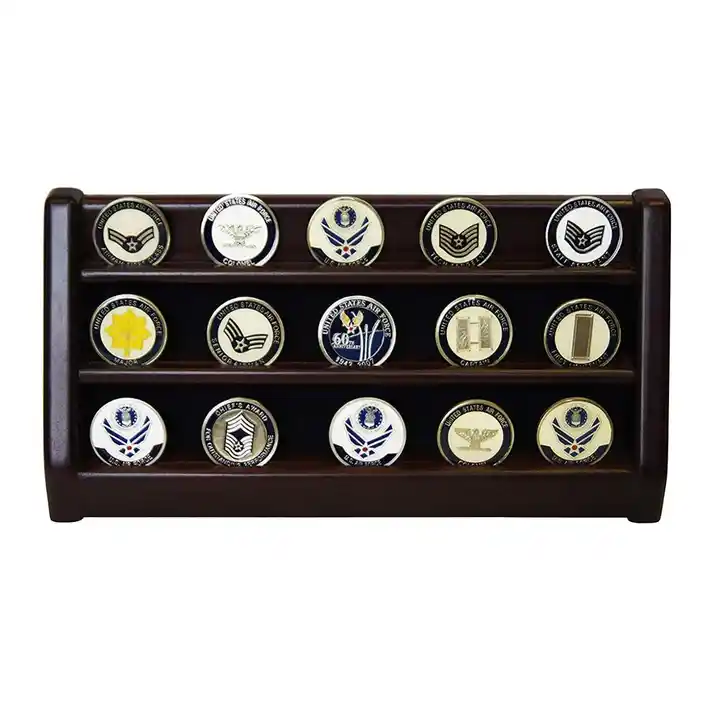 wooden collector medal storage box lapel