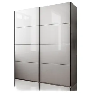 high gloss modern design bedroom furniture built-in wardrobe with sliding door