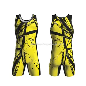 Grosir Kustom Sublimasi Wrestling Singlet Desain Logo Anda, Kualitas Tinggi Pria Wrestling Singlet Gulat Memakai Printing