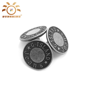 Propre antic argent personnalisé plaqué marque logo boutons en laiton pour les jeans - Product Image 5