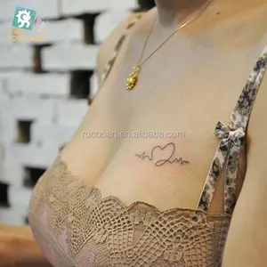 Stiker Tato Flash Tahan Air HC-92 Tato Payudara Palsu Wanita Seksi Stiker Tato Temporer Cat Seni Tubuh Pola Huruf