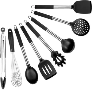 中国制造商硅胶不锈钢烹饪工具/厨房用具套装