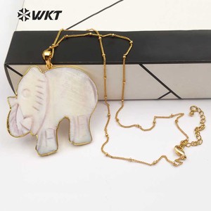 WT-JN029 Trendy Design Lucky <strong>Elephant</strong> Shape Pendant <strong>Necklace</strong> Natural Black Shell and White Shell Pendant <strong>Necklace</strong> - Product Image 2