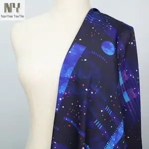 Nanoyee — Textile imprimé lune et galaxie, pièce en mousseline de soie, produit d'usine