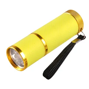 Linterna Led de bolsillo promocional, colorida, 9 LED, con batería AAA, linterna que brilla en la oscuridad, venta al por mayor