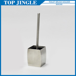 Simple Stainless Steel Toilet Brush Holder Stand Set - Product Image 1