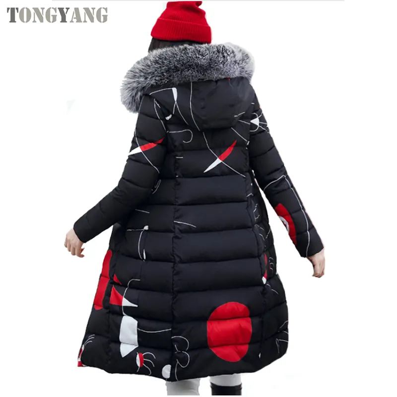 TONGYANG winter women cappotto con cappuccio collo di pelliccia spessa giacca lunga calda donna plus size capispalla parka donna