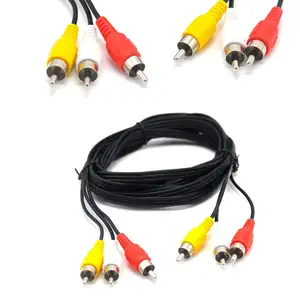 Kabel AV 1.5M Kualitas Tinggi 3.5Mm 3 Baris Ke 3 RCA Kabel Video Audio Laki-laki Ke Laki-laki