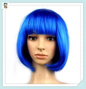 <span class=keywords><strong>Perruque</strong></span> synthétique courte de couleur bleue pour fête de <span class=keywords><strong>carnaval</strong></span>, bon marché, vente en gros, HPC-0067 - Product Image 5