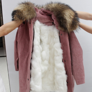 <strong>Woman</strong> Latest Fashion Winter Sheep Fur or Fox Fur Lining <strong>Corduroy</strong> <strong>Jacket</strong> 2018 Fashion Style Fur Parka - Product Image 1
