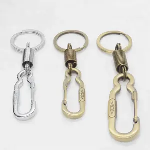 Fashion professional OEM leather zinc alloy split key ring key chain