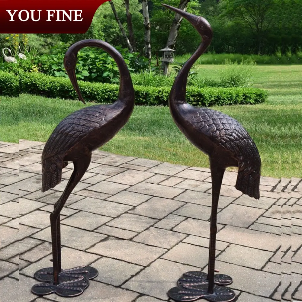 Garden Classic Bronze Crane Statue