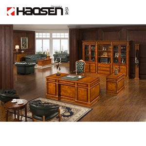 Haosen 0803A meubles de bureau en bois de luxe patron bureau fond armoire documents <span class=keywords><strong>casier</strong></span> bibliothèque livre armoire étagères - Product Image 2