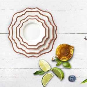 DE BODA clásico postre vajilla festoneado oro rosa borde platos de porcelana blanca con <span class=keywords><strong>logo</strong></span> - Product Image 2