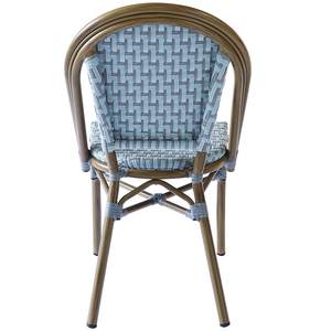Modern Stackable Light Blue French Restaurant <strong>Wicker</strong> Aluminum Frame Dining Furniture <strong>Outdoor</strong> Garden Cafe Rattan Bistro <strong>Chairs</strong> - Product Image 4