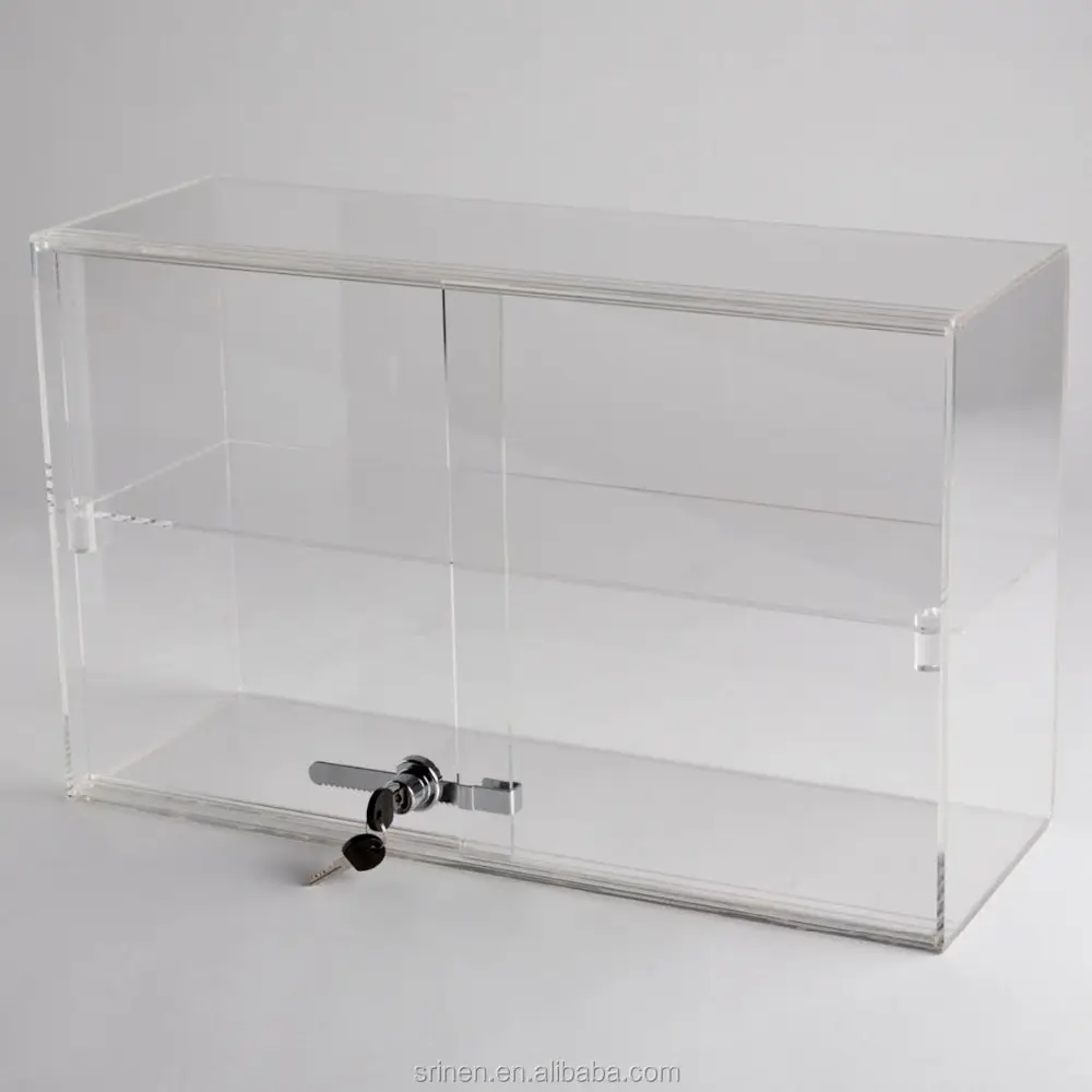 Acrylic 1 Shelf Counter Top Display Cases 7 1/2 × 21 1/4 × 13 1/2 Inches