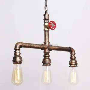 2017 DIY Vintage Style retro design Industrial hemp rope pendant light-water pipe chandelier lamp with hemp rope
