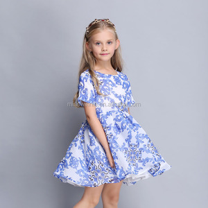 OEM-Vestidos personalizados para madre e hija, ropa familiar, traje de tela de gasa con patrón impreso, estilo informal - Product Image 5