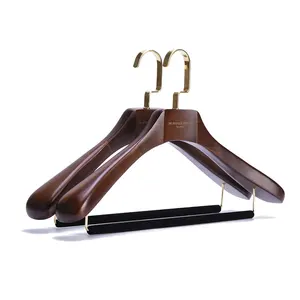 Wooden Import Hanger Luxury Custom Logo Unique Heavy Duty Garment Coat Jacket Suit Clothes Wooden Hangers