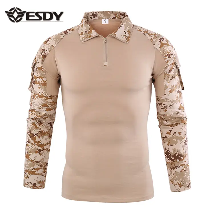 Camisa esdy masculina de combate, equipamento de caça ao ar livre, camisa de sapo tático, camuflada