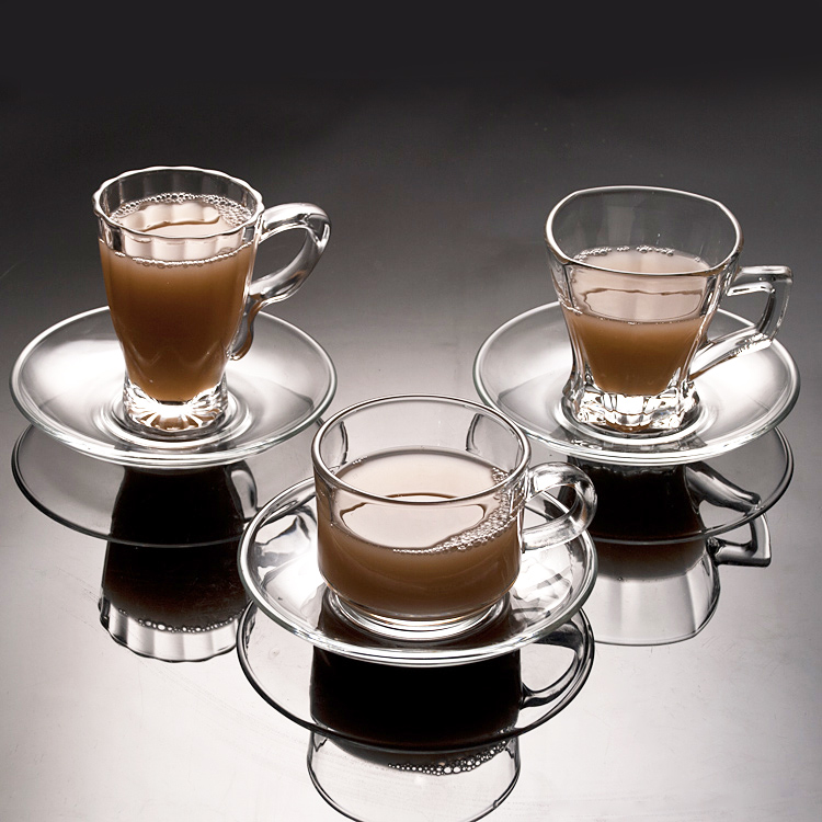 glass coffee set glass cup and saucer