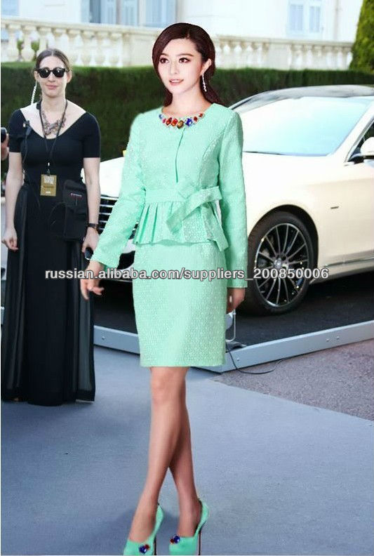 2013 Новый Зеленый Деловое платье с длинными рукавами одежды Осень