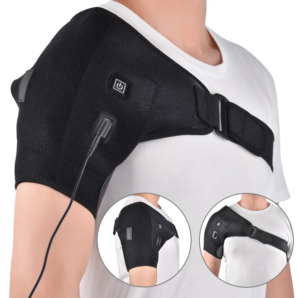 Heat & Cold Therapy Heated Shoulder Brace Pad, Adjustable Heating Neoprene Shoulder Support for Pain Relief