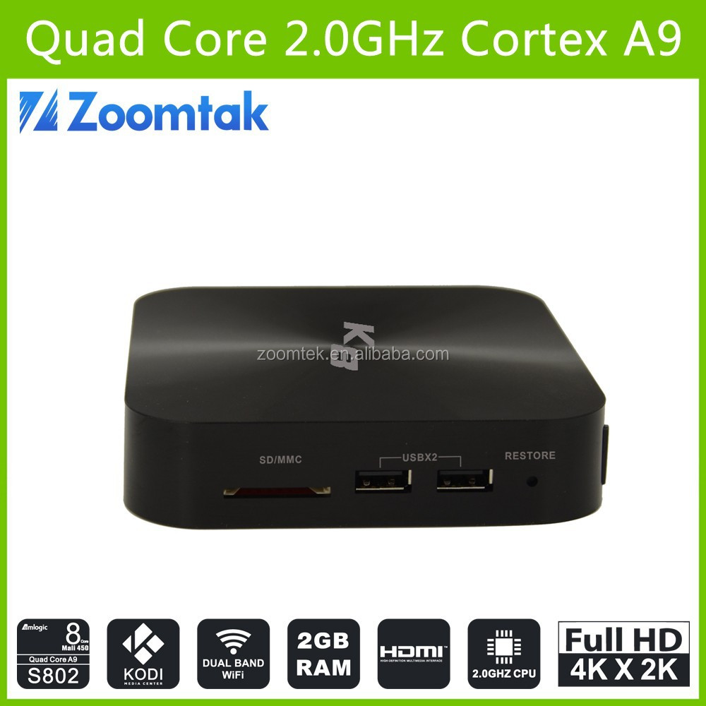 Caliente venta Amlogic s802 quad core 2 G / 8 G 4 k android smart tv caja