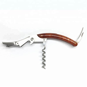 Premium Quality Eco-Friendly Stainless Steel Multi-Purpose <b>Cork</b> Screw <b>Bottle</b> Opener Laser Engraving Wooden Handle Promotional - Product Image 1