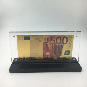 24K vàng mạ 500 EURO tiền giấy với đẹp Acrylic khung đứng cho Quà tặng đám cưới