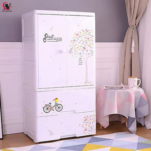 Armoire de rangement <span class=keywords><strong>en</strong></span> <span class=keywords><strong>plastique</strong></span> <span class=keywords><strong>à</strong></span> 3 niveaux pour vêtements d'enfants avec portes ouvertes, armoire mobile <span class=keywords><strong>en</strong></span> PP, 60*41*114CM - Product Image 2