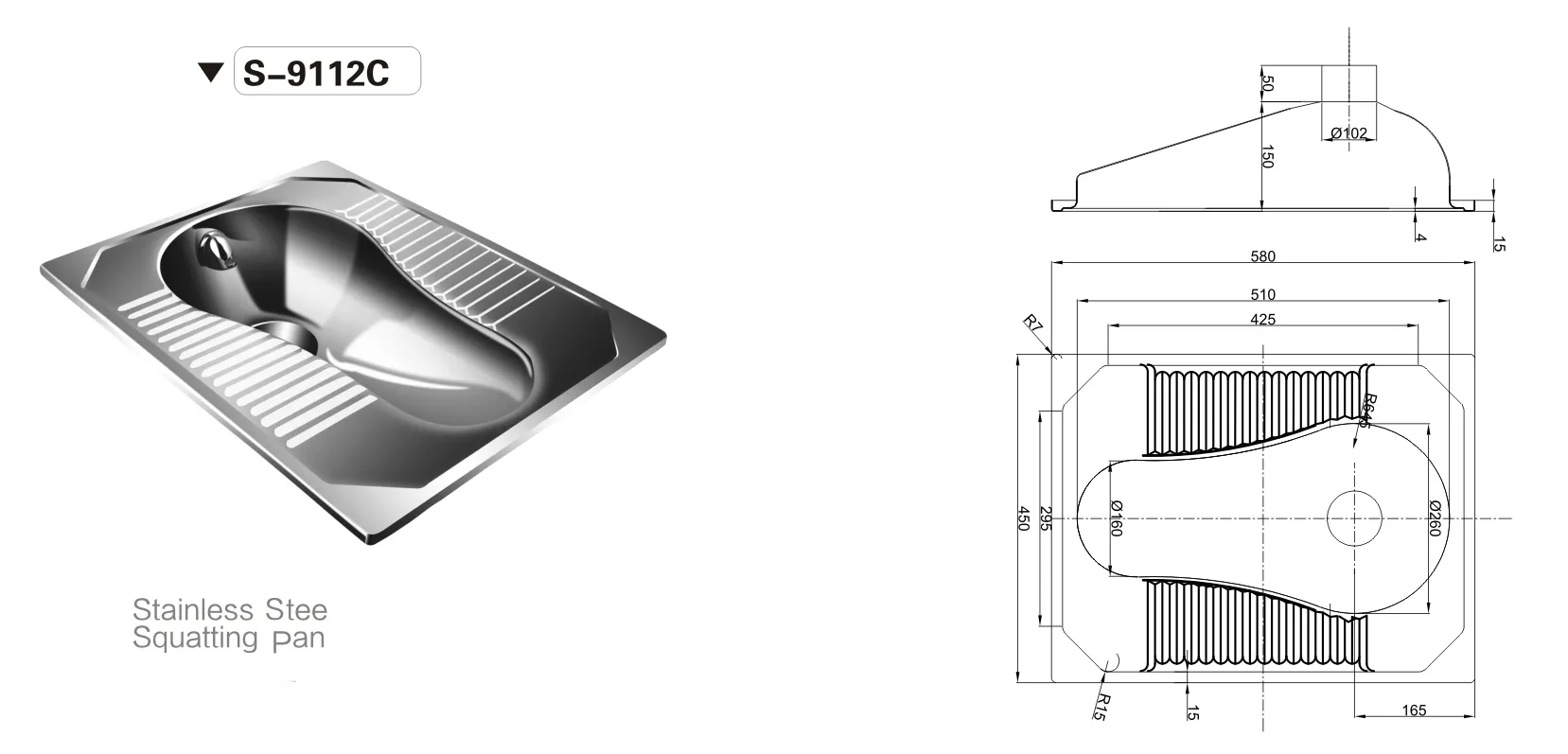 Hot Sale Nice Quality Stainless Steel Squatting Pan