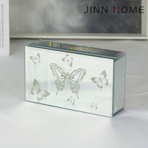 Jinnhome mini hợp thời trang mạ Bạc gương đôi bóng bướm pha lê thủy tinh vòng cổ thời trang hộp đồ trang sức quà tặng - Product Image 2