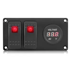 2-Gang 5-Stick-Rocker-Schalterschalter mit LED-Digital-Voltmeter