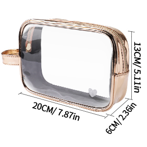 Bolsa de Maquillaje Cosmética Grande, Dorada, Transparente, de TPE, con Cierre de Cremallera y Asa, <span class=keywords><strong>para</strong></span> Viajes y Uso al Aire Libre - Product Image 3