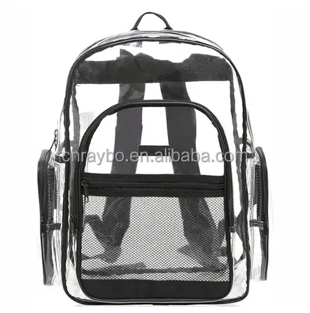 Unisex Heavy Duty Waterproof Softback School Bag Clear PVC Backpack with Zipper Closure for Students