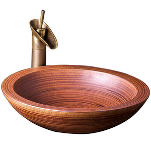 Jingdezhen a mano di lancio di colore marrone di arte bagno in ceramica <span class=keywords><strong>piccolo</strong></span> lavabi sul piano di lavoro - Product Image 4