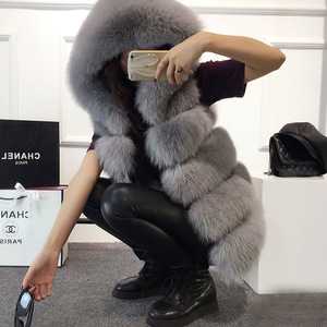 Venta al por mayor Jtfur moda abrigo de piel de zorro mujeres felpa invierno sin mangas <span class=keywords><strong>Chaleco</strong></span> de piel sintética - Product Image 3
