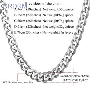 En gros de mode bijoux hommes acier inoxydable hiphop long collier - Product Image 6