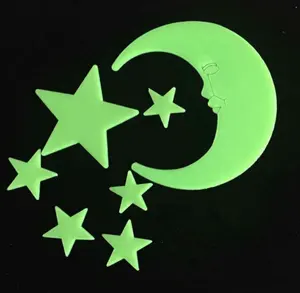 Estrellas y Lunas Brillantes/Pegatinas de Pared Removibles que Brillan en la Oscuridad para Decoración de Habitaciones de Bebés, Regalos Románticos Aptos para Todas las Festividades - Product Image 1